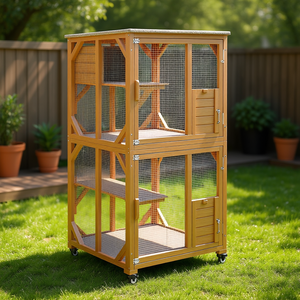 Casa para Gatos Moderna de Madera de 3 Niveles, Rectangular, con 2 Plataformas y Ruedas para Gatos Grandes - Product Image 2