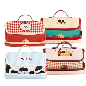 Astuccio Grande Capacità a Forma di Casetta, Borsa Portapenne Multistrato in PU con Manico <span class=keywords><strong>per</strong></span> Scuola e Ufficio - Product Image 1