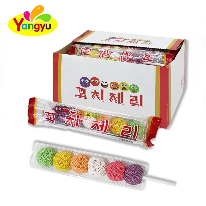 韓国市場スティックタイプミニサワーキャンディーボールコーティングされたカラフルなサワーグミキャンディー