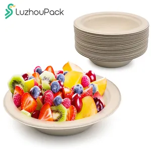 LuzhouPack In Stock Promotion Biodegradable Round Disposable Compostable Sugarcane Bagasse Bowl