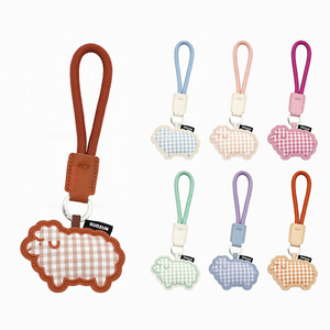 Cute Sheep Bag Charm Gingham Plush Keychain with Braided Rope Wrist Strap for <b>Handbag</b> Purse <b>Backpack</b> Decoration - Product Image 2