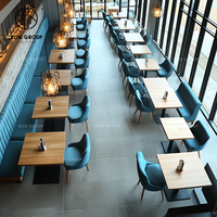Ron Group Prix d'usine Ensemble mobilier commercial pour café-restaurant : Table carrée en bois et banquette en cuir à dossier haut