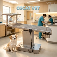 Table d'opération vétérinaire OSCAT avec levage électrique et inclinaison avant-arrière à 45 degrés pour chirurgie animale