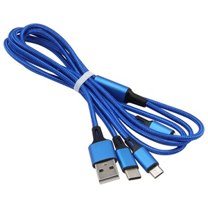 สายชาร์จไนล่อนถัก1.2ม. 3 In1 USB หลายช่องชาร์จเร็วสำหรับ iPhone 13 12 XS x Type C สายชาร์จไมโคร USB - Product Image 3