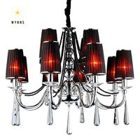 Lustre en métal au design européen moderne, ampoules LED, gouttes de cristal, chrome, fer, commande par interrupteur, intensité réglable, utilisation intérieure, maison, hôtel