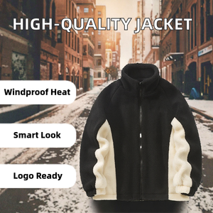 Wholesale Solid Colour High Quality Formal Sherpa Polar Zip-Up Woven Fleece Winter Coat Men Breathable Windproof Custom Front - Product Image 2