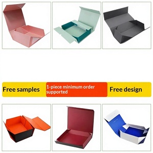 Boîte cadeau pliable monobloc moulée avec couvercle magnétique à rabat, gaufrage, personnalisable en carton, modèle sur mesure pour - Product Image 5