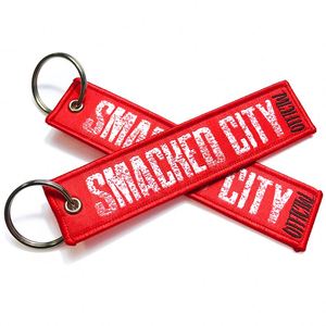 Personalized Embroidered Flight Keychains <b>Custom</b> Embroidery Woven <b>Key</b> Tag Fabric Car Keychain - Product Image 4