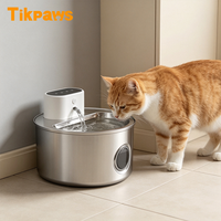 Fontaine à eau pour animaux de compagnie OEM 4L à piles avec détecteur de mouvement, sans fil, pour chiens et chats, en acier inoxydable, avec fenêtre visible