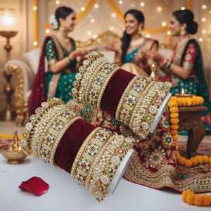PADMAWATI Juego de Brazaletes de Lujo de Alta Calidad en Tungsteno Chapado en Oro Multicolor para Novias Indias, Compromiso, Boda, Fiesta, Aniversario - Product Image 3