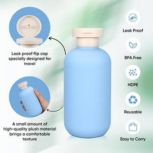 Transparent Soft Touch Shampoo and Conditioner Body Lotion Hair Oil <b>Plastic</b> Squeeze Bottles with Lock Twist <b>Cap</b> - Product Image 2