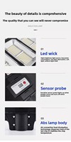 Lampe solaire de rue intégrée haute puissance Guohong, ABS, télécommande, source lumineuse LED, IP65, extérieur, route, monocristalline
