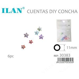Perline a forma di conchiglia Ilan da 11 mm, multicolori, a forma di stella, per la creazione di gioielli fai da te, 6 pezzi - Product Image 3