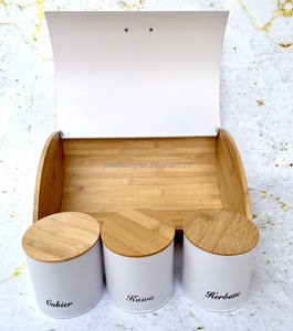 Boîte à pain <span class=keywords><strong>en</strong></span> métal bambou pour thé, sucre, café, boîte de rangement avec couvercle, récipient de rangement pour la cuisine - Product Image 4