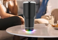 Cangkir musik pengisi daya USB, Tumbler vakum Bluetooth Cerdas, cangkir bir gigi biru Stainless Steel dengan Speaker