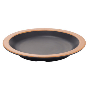 Round Melamine <b>Plates</b> <b>Black</b> With Copper Rim Commercial Use For Steak Pizza Hotel Restaurant Dishes - Product Image 2