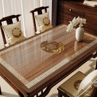 Nouveau tapis de table à manger/à café en PVC de style chinois, transparent, souple, imperméable, résistant à l'huile, résistant à la chaleur, lavable, sans motif, fabriqué en Chine