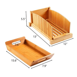 Bamboo Bread Slicer <b>Tray</b> 13x12x5.5 Inch With <b>Storage</b> Compartment For Desktop Organization <b>Baking</b> Tools - Product Image 1