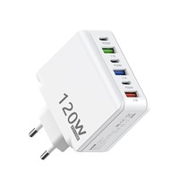 120W 3 puertos USB 3 tipo C enchufe de carga rápida seguro adaptador de cargador de pared de teléfono Compatible con iPhone Pro Max para Xiaomi