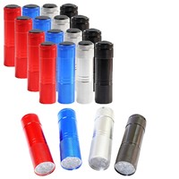 Personnalisation du logo, lampe torche portable en aluminium alimentée par USB, 3W, 9 LED UV, étanche IP54, 50000 heures, mini lampe torche