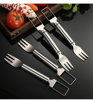 Outil de découpe de pastèque 2 en 1 pour la cuisine, fourchette à pastèque et trancheuse en acier inoxydable