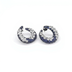 Boucles d'oreilles clous Bali en zircone cubique 12428, plaquées rhodium, en laiton, avec pierres incrustées, bijoux de mode pour femme, pour soirée - Product Image 1
