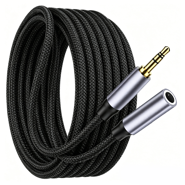 Pure Copper Conductor Nylon Braided AUX Extension Cable 3.5mm Male to 3.5mm Female Stereo for Smartphones Tablets Media Players