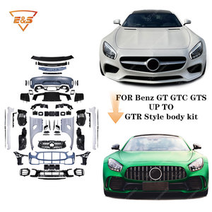 Para <span class=keywords><strong>Mercedes</strong></span> Benz <span class=keywords><strong>GT</strong></span> GTC GTS Kit de cuerpo ancho PP + fibra de carbono seca actualización GTR estilo parachoques trasero delantero alerón escape recortes nuevo - Product Image 6