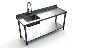 Heavy Duty Stainless Steel Kitchen <b>Work</b> <b>Table</b> with Single/Double Sink and Storage Shelf <b>for</b> Restaurant Prep - Product Image 6