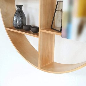 Wooden Floating <b>Shelf</b> Circular <b>Wall</b> <b>Mounted</b> Storage Rack Multi Layer Display <b>Shelves</b> For Entryway Decorative Organizer - Product Image 4