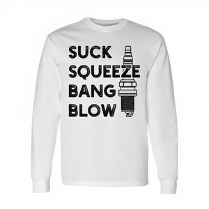 T-shirt à manches longues à thème moteur à essence quatre temps (souffler, presser, faire exploser, souffler) - Product Image 2