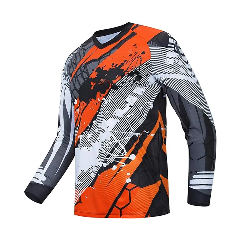 Camisa off-road de manga longa para motocross masculina, camisa de equipe para motocross feminina