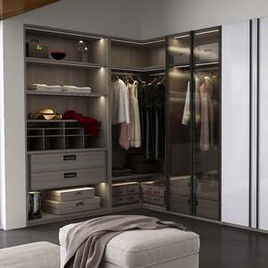 Table de toilette en bois YALIG avec 8 portes coulissantes, armoire en aluminium - Product Image 2