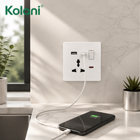 Enchufe de Pared Universal Kolani UK con Carga Rápida USB A+C de 20W e Indicador, Enchufe Múltiple de PC Blanco con Control de Energía