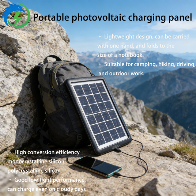 Portable Monocrystalline Solar Panel Charger 5V USB Output Multi-Interface Cable Camping Hiking Emergency Power