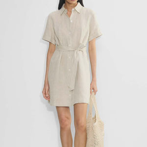 <span class=keywords><strong>Abito</strong></span> casual estivo in cotone e <span class=keywords><strong>lino</strong></span> stile vintage <span class=keywords><strong>con</strong></span> decorazioni a bottoni, traspirante, lunghezza al ginocchio. - Product Image 1