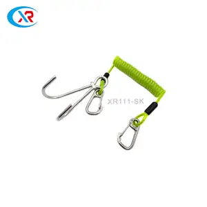 Retractable Coiled Tether Safety Rope Wire Fishing Tool Lanyards With Double Hooks