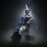 Décoration d'Halloween Effrayante : Clown Fantôme Animé avec Capteur de Mouvement pour Vélo – Thème Cirque Horreur Sinistre