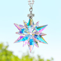 Élégante Décoration de Noël en Cristal K9 en forme de Flocon de Neige, Ornement Suspendu Tendance pour les Fêtes et la Décoration de Mariage