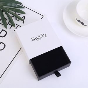 Paper Gift Box White <b>Small</b> Empty <b>Sliding</b> <b>Sliding</b> Jewelry Box Logo Jewelry Box Drawer Handle - Product Image 1