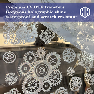 Autocollants de transfert DTF holographiques UV personnalisés, effet laser arc-en-ciel 3D pour gobelets de 16 oz, tasses en verre, qualité supérieure, lavables, durables - Product Image 4