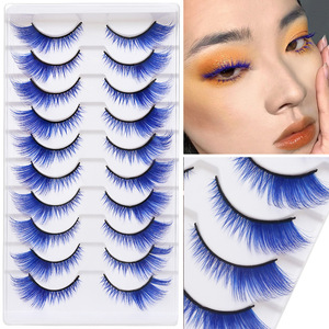 1/5/7/10 Paires de faux <span class=keywords><strong>cils</strong></span> colorés en boîte, naturels, volumisants et recourbants, pour un maquillage facile - Product Image 1