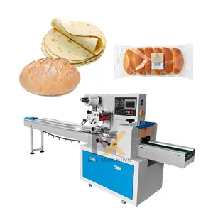 Fluxo automático horizontal pão quiche tortilla donut pita pão embalagem máquina