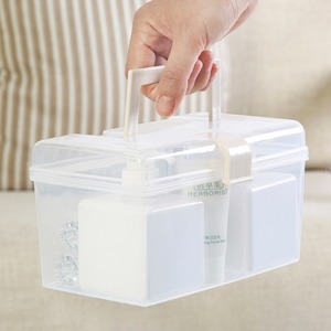 Plastic Storage <b>Box</b> Rectangle Transparent Portable With Handle For Desktop Organizing <b>Small</b> Items Medicine Cabinet Use - Product Image 1