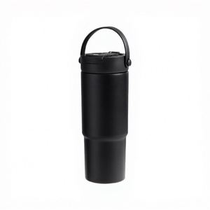 Tasse à café cylindrique isotherme en acier inoxydable avec revêtement céramique, 30 oz, avec poignée, pour utilisation en voiture, portable, grande capacité - Product Image 1