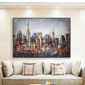 Astratta di grandi dimensioni City Building pittura 100% dipinto a mano pittura a olio su tela moderna Wall Art per la decorazione della casa - Product Image 2