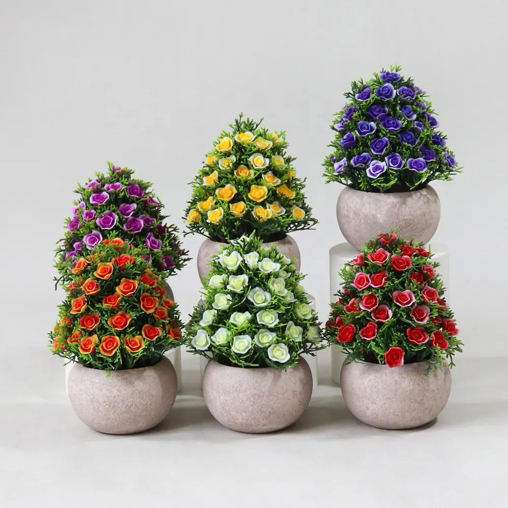 미니 화분 인공 식물 플라스틱 가짜 식물 가짜 녹색 잔디 Topiary 관목 홈 오피스 데스크 장식