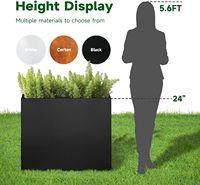 Jardinière rectangulaire contemporaine en acier pour extérieur, grande taille, avec trou de drainage, revêtement poudré, pour la maison