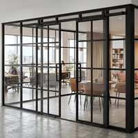 Cloison de bureau en acier, fabrication directe usine, système de porte vitrée avec cadre en acier noir, conception commerciale personnalisée