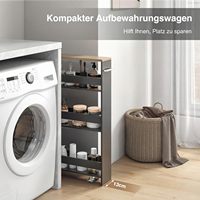 Chariot de cuisine étroit sur roulettes avec étagère de rangement, poignée et barreaux de protection pour cuisine et salle de bain